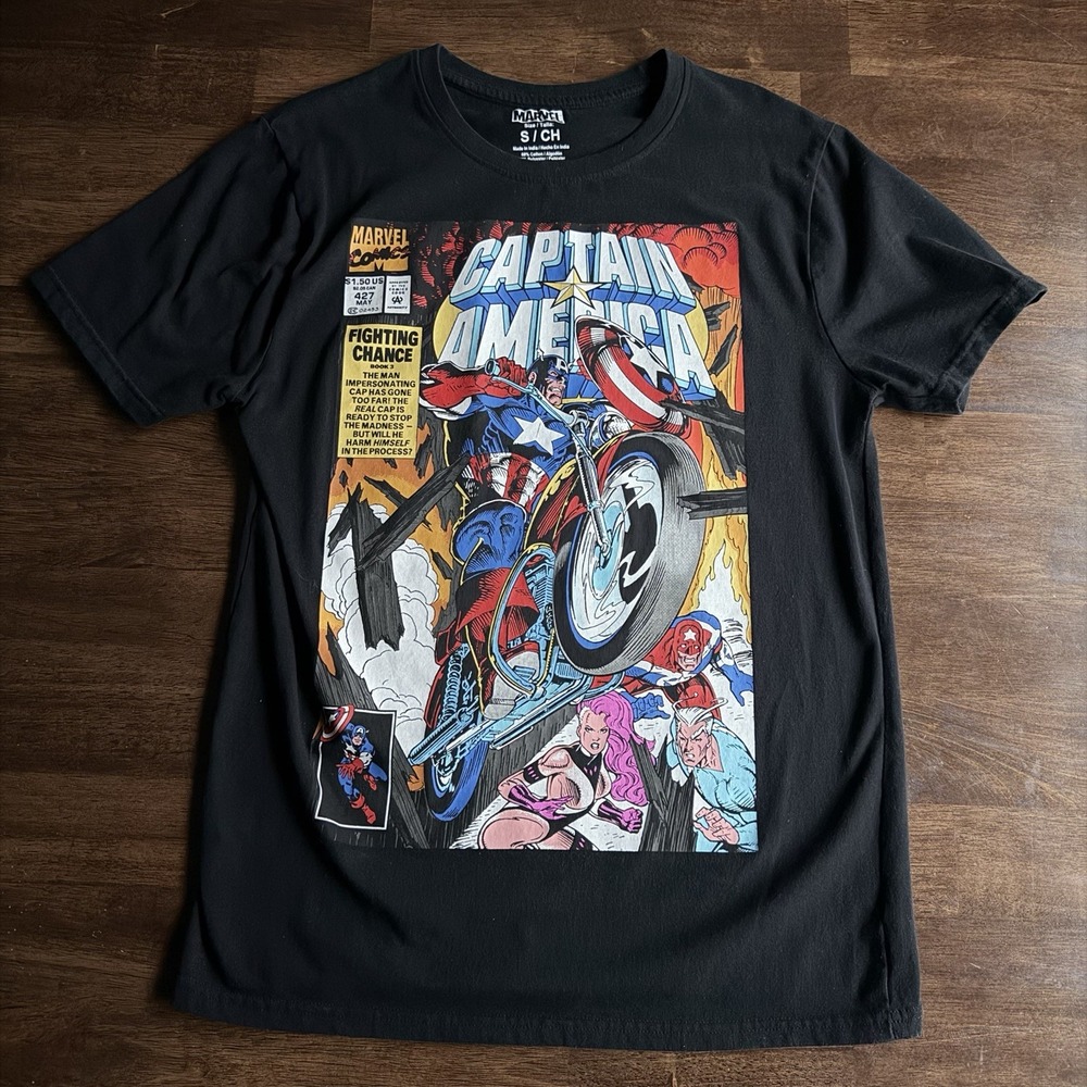 Captain America Comic Strip Marvel Comics T-Shirt Men's Size Small